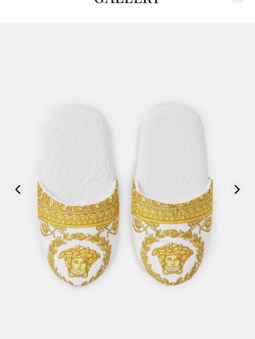 Versace White and Gold Medusa Baroque Terry Slides